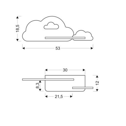 LED Dětské nástěnné svítidlo s poličkou CLOUD LED/5W/230V modrá, 