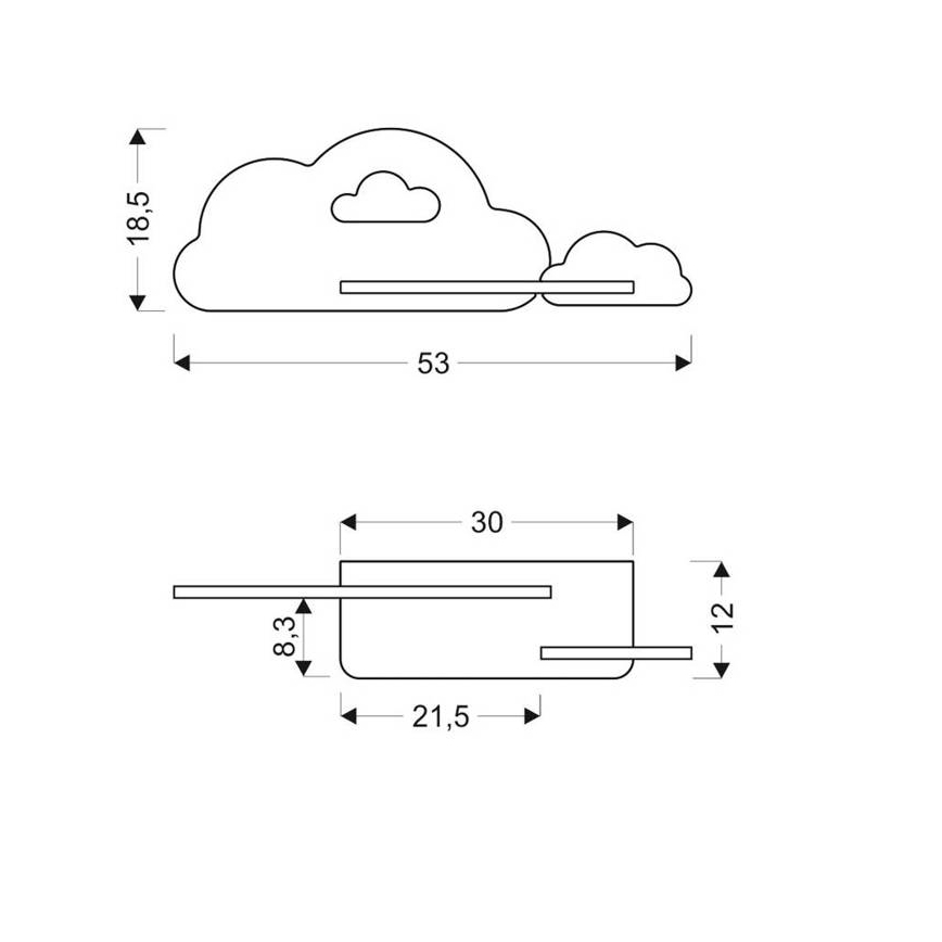 LED Dětské nástěnné svítidlo s poličkou CLOUD LED/5W/230V modrá, 