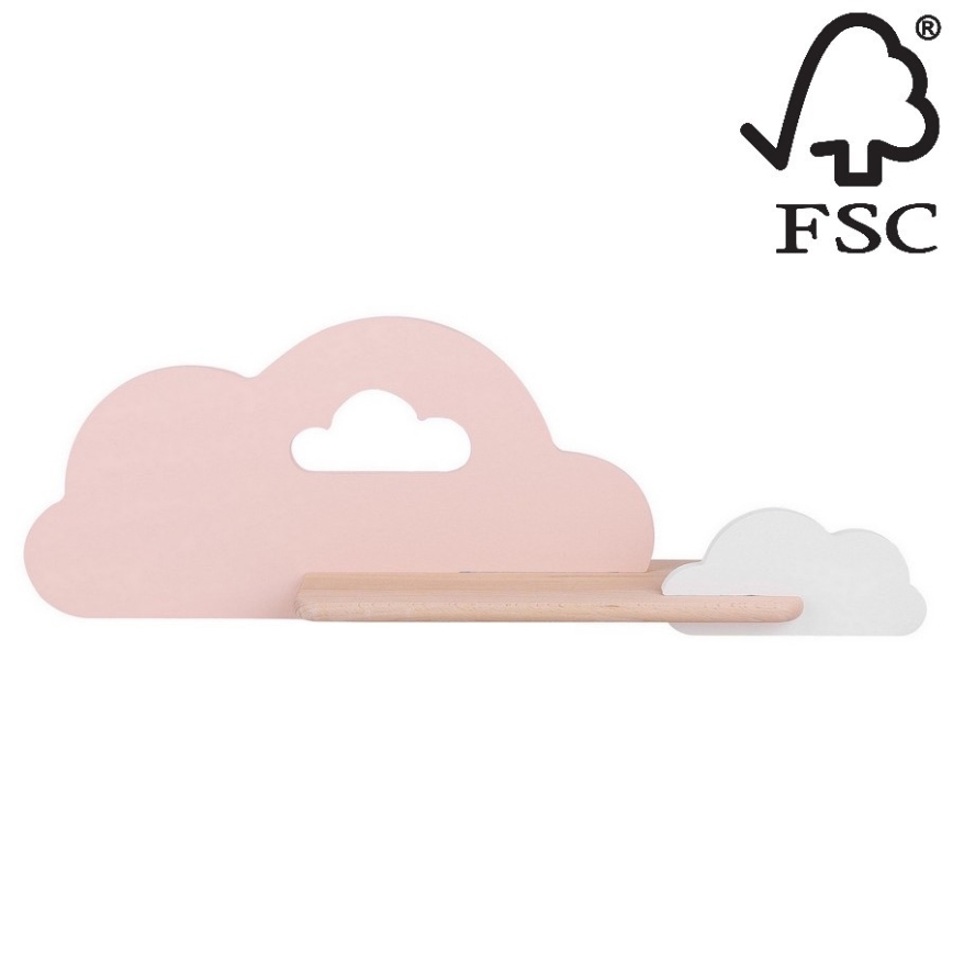 LED Dětské nástěnné svítidlo s poličkou CLOUD LED/5W/230V růžová/bílá, 