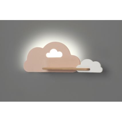 LED Dětské nástěnné svítidlo s poličkou CLOUD LED/5W/230V růžová/bílá, 
