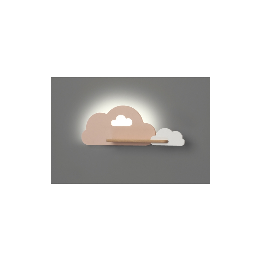 LED Dětské nástěnné svítidlo s poličkou CLOUD LED/5W/230V růžová/bílá, 