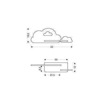 LED Dětské nástěnné svítidlo s poličkou CLOUD LED/5W/230V růžová/bílá, 