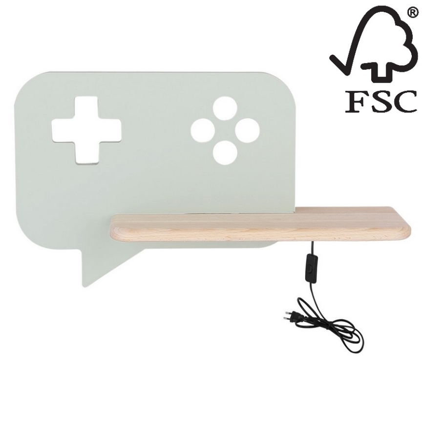 LED Dětské nástěnné svítidlo s poličkou CONSOLE LED/5W/230V zelená, 