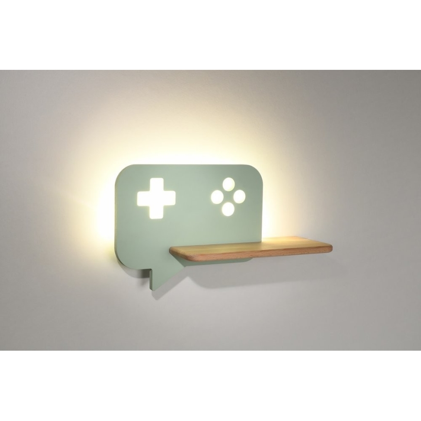 LED Dětské nástěnné svítidlo s poličkou CONSOLE LED/5W/230V zelená, 