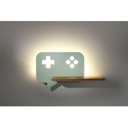 LED Dětské nástěnné svítidlo s poličkou CONSOLE LED/5W/230V zelená, 