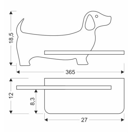 LED Dětské nástěnné svítidlo s poličkou DOG LED/5W/230V černá/dřevo, FSC certifikováno