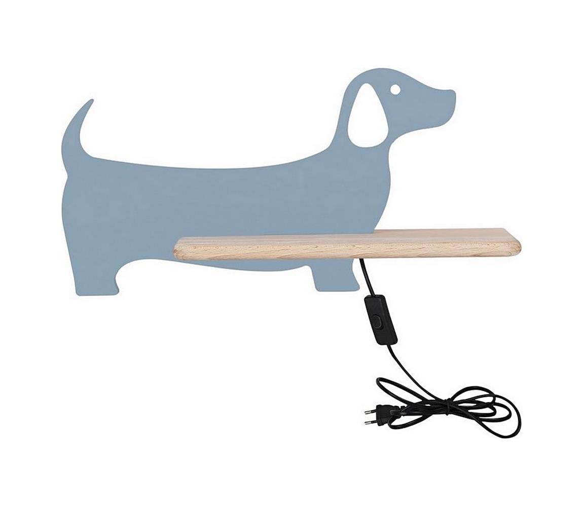 Candellux LED Dětské nástěnné svítidlo s poličkou DOG LED/5W/230V modrá/dřevo CA0784