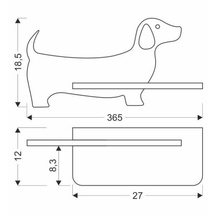 LED Dětské nástěnné svítidlo s poličkou DOG LED/5W/230V modrá/dřevo, 