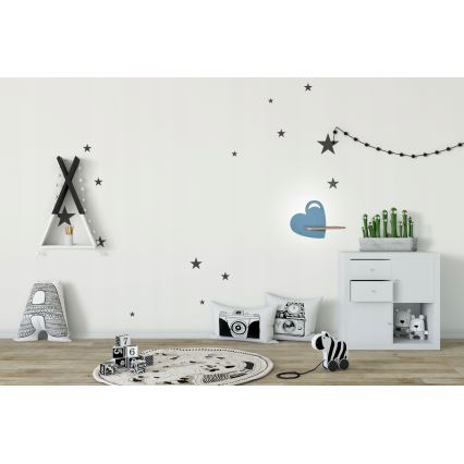 LED Dětské nástěnné svítidlo s poličkou HEART LED/5W/230V modrá/dřevo, 