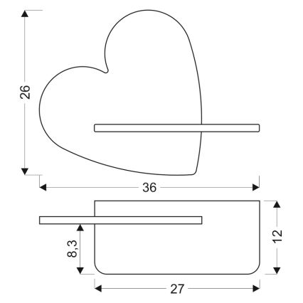 LED Dětské nástěnné svítidlo s poličkou HEART LED/5W/230V růžová/dřevo, 