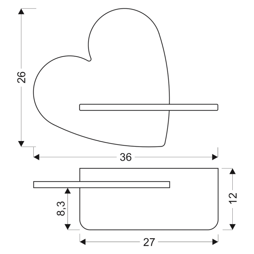 LED Dětské nástěnné svítidlo s poličkou HEART LED/5W/230V růžová/dřevo, 