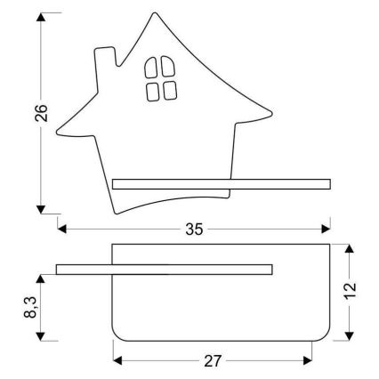 LED Dětské nástěnné svítidlo s poličkou HOUSE LED/4W/230V černá/dřevo, FSC certifikováno