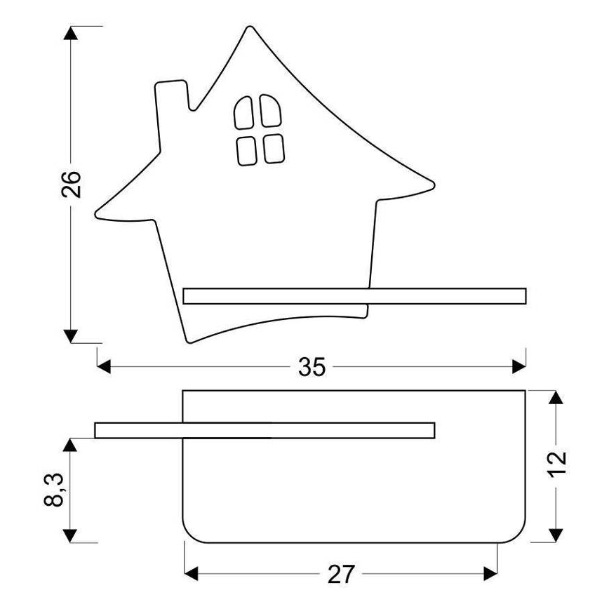 LED Dětské nástěnné svítidlo s poličkou HOUSE LED/4W/230V šedá/dřevo, 