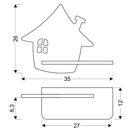 LED Dětské nástěnné svítidlo s poličkou HOUSE LED/4W/230V zelená/dřevo, FSC certifikováno