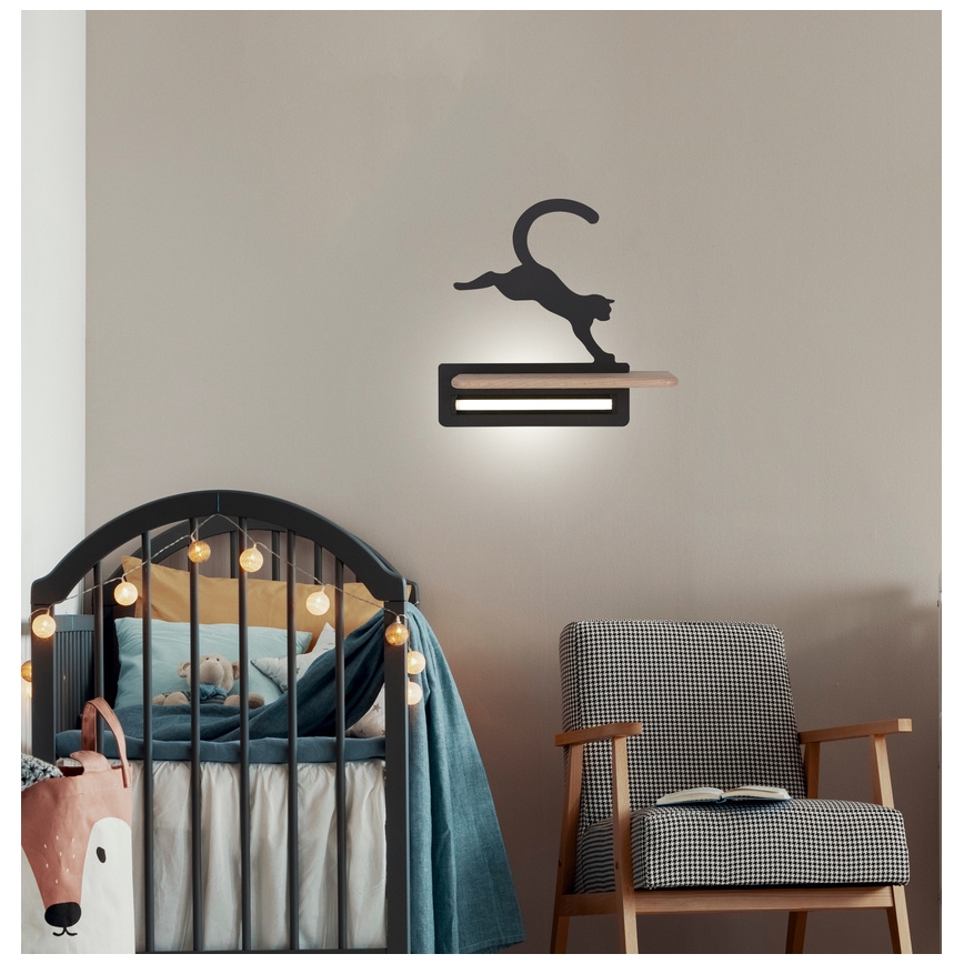 LED Dětské nástěnné svítidlo s poličkou JUMPING CAT LED/5W/230V,