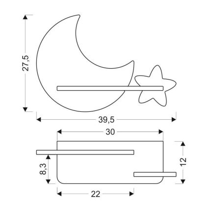 LED Dětské nástěnné svítidlo s poličkou MOON LED/5W/230V, FSC certifikováno