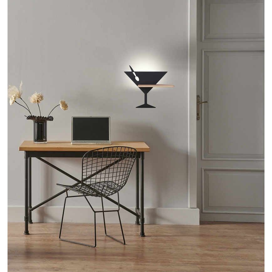 LED Dětské nástěnné svítidlo s poličkou PICCOLO LED/4W/230V černá/dřevo,