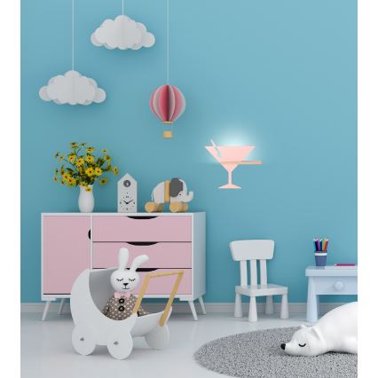 LED Dětské nástěnné svítidlo s poličkou PICCOLO LED/4W/230V růžová/dřevo,