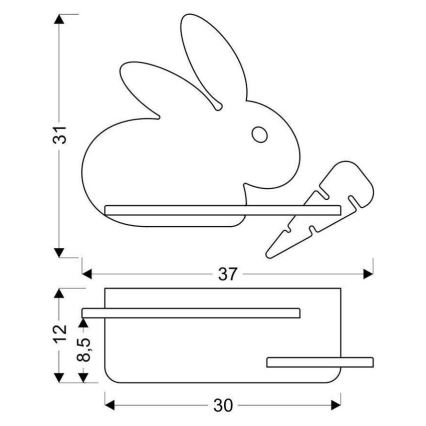 LED Dětské nástěnné svítidlo s poličkou RABBIT LED/4W/230V šedá/bílá/dřevo, FSC certifikováno