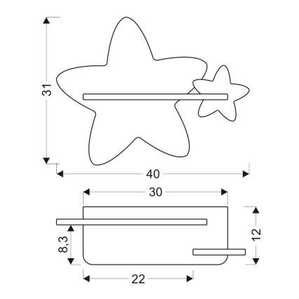 LED Dětské nástěnné svítidlo s poličkou STAR LED/5W/230V, FSC certifikováno