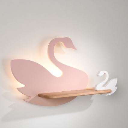 LED Dětské nástěnné svítidlo s poličkou SWAN LED/5W/230V, FSC certifikováno