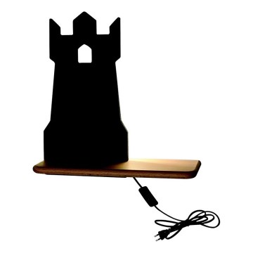 LED Dětské nástěnné svítidlo s poličkou TOWER LED/4W/230V černá/dřevo,