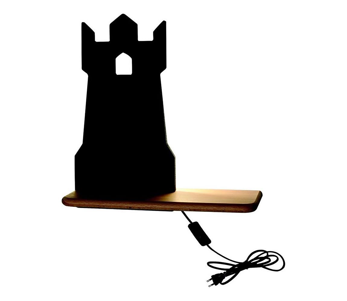 Candellux LED Dětské nástěnné svítidlo s poličkou TOWER LED/4W/230V černá/dřevo CA0800