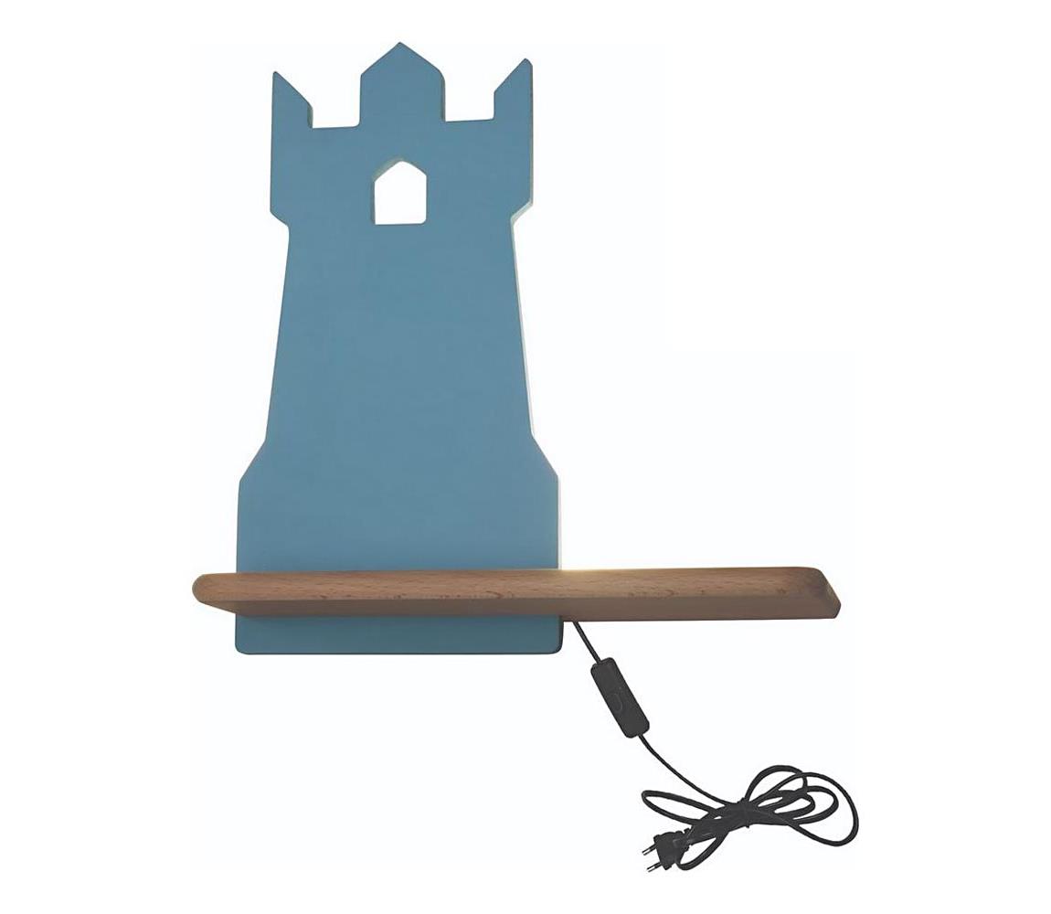 Candellux LED Dětské nástěnné svítidlo s poličkou TOWER LED/4W/230V modrá/dřevo CA0801