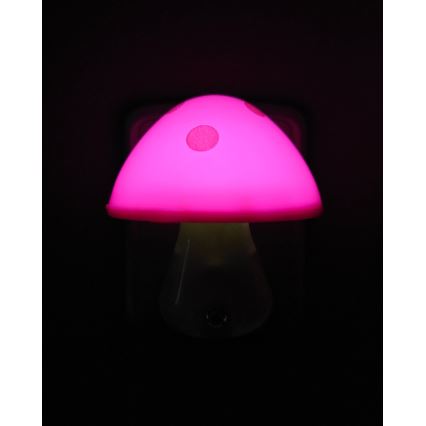 LED Dětské noční světlo se senzorem soumraku LED/0,5W/230V muchomůrka