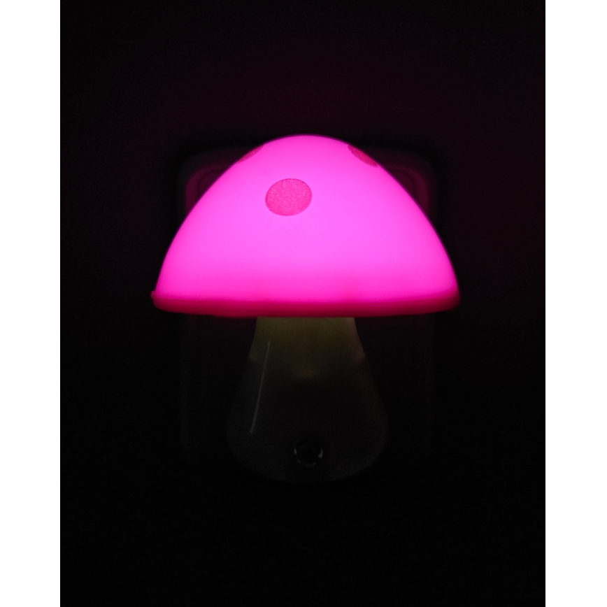 LED Dětské noční světlo se senzorem soumraku LED/0,5W/230V muchomůrka