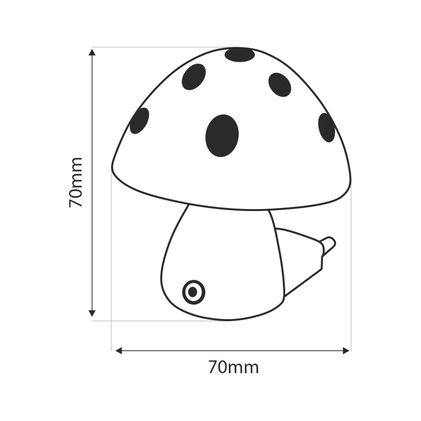 LED Dětské noční světlo se senzorem soumraku LED/0,5W/230V muchomůrka