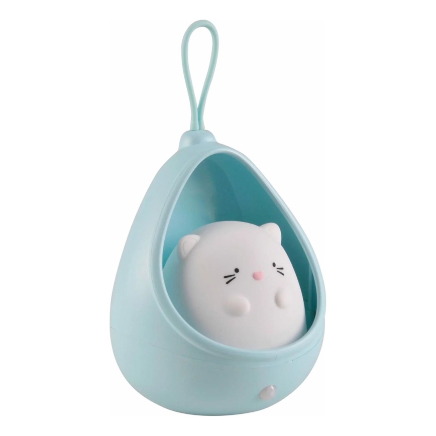LED Dětské orientační svítidlo se senzorem KITTY LED/0,5W/5V USB 1200 mAh modrá