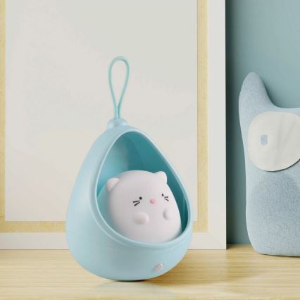 LED Dětské orientační svítidlo se senzorem KITTY LED/0,5W/5V USB 1200 mAh modrá