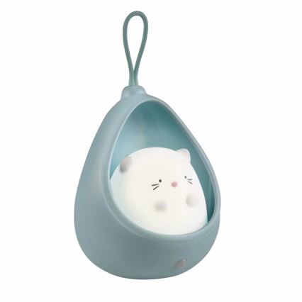LED Dětské orientační svítidlo se senzorem KITTY LED/0,5W/5V USB 1200 mAh modrá