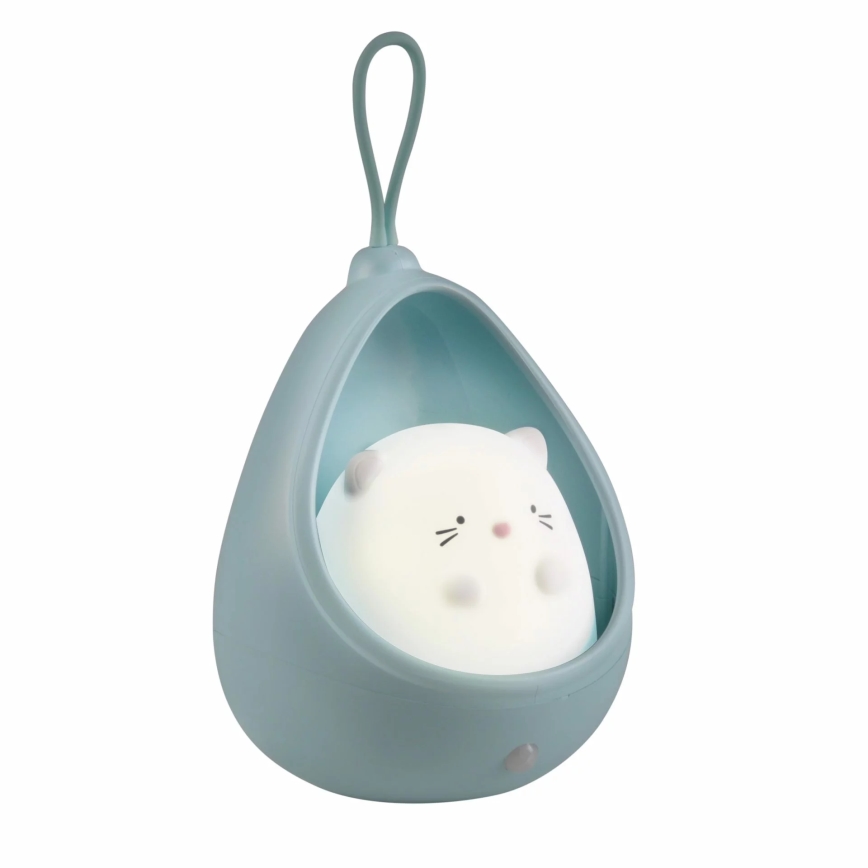 LED Dětské orientační svítidlo se senzorem KITTY LED/0,5W/5V USB 1200 mAh modrá