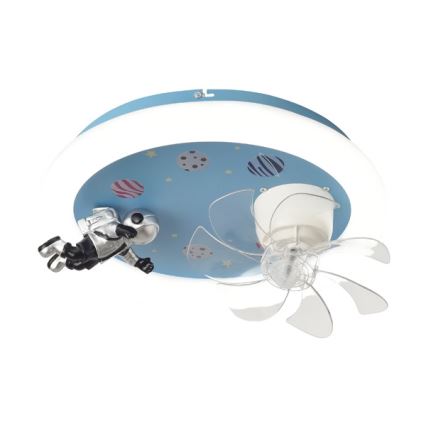 LED Dětské stmívatelné stropní svítidlo s ventilátorem LED/48W/230V 3000/4000/6000K modrá + dálkové ovládání