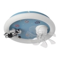 LED Dětské stmívatelné stropní svítidlo s ventilátorem LED/48W/230V 3000/4000/6000K pr. 50 cm modrá + dálkové ovládání