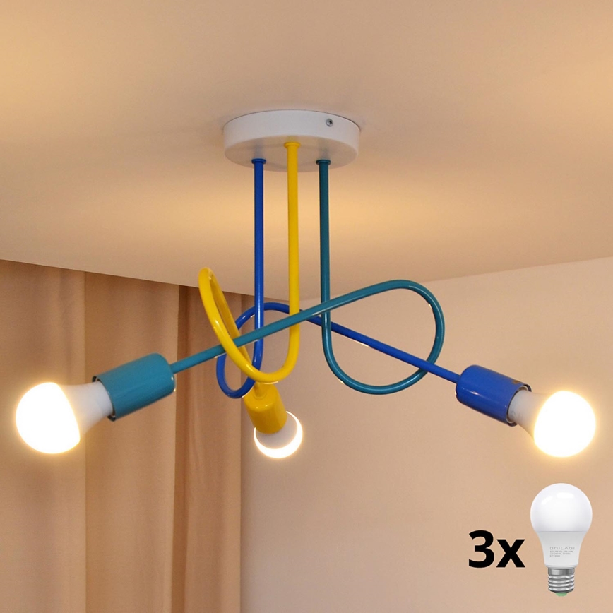 LED Dětský přisazený lustr OXFORD 3xE27/15W/230V