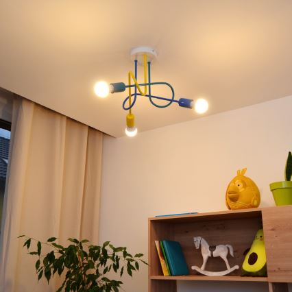 LED Dětský přisazený lustr OXFORD 3xE27/15W/230V