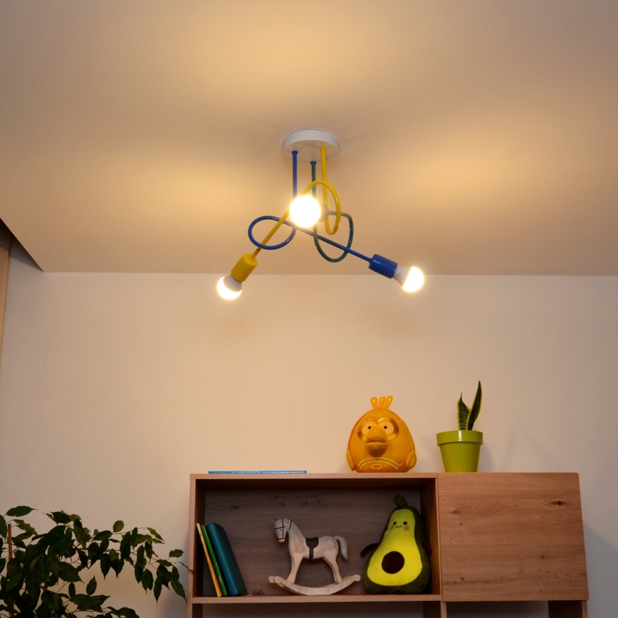 LED Dětský přisazený lustr OXFORD 3xE27/15W/230V