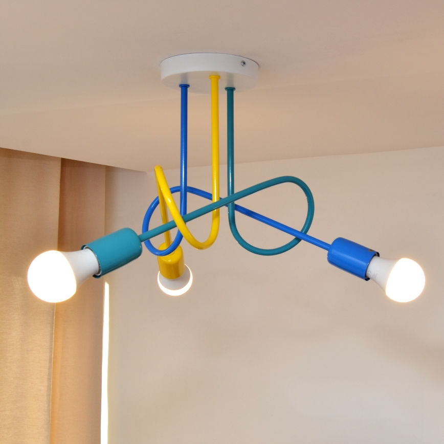 LED Dětský přisazený lustr OXFORD 3xE27/15W/230V
