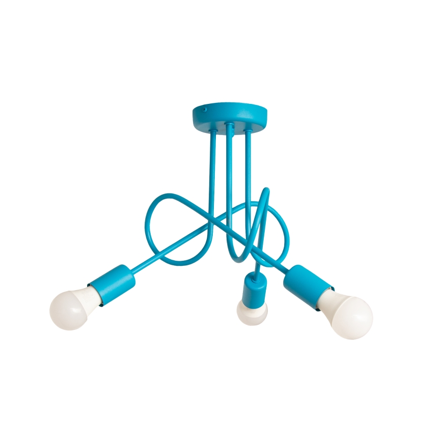 LED Dětský přisazený lustr OXFORD 3xE27/15W/230V modrá