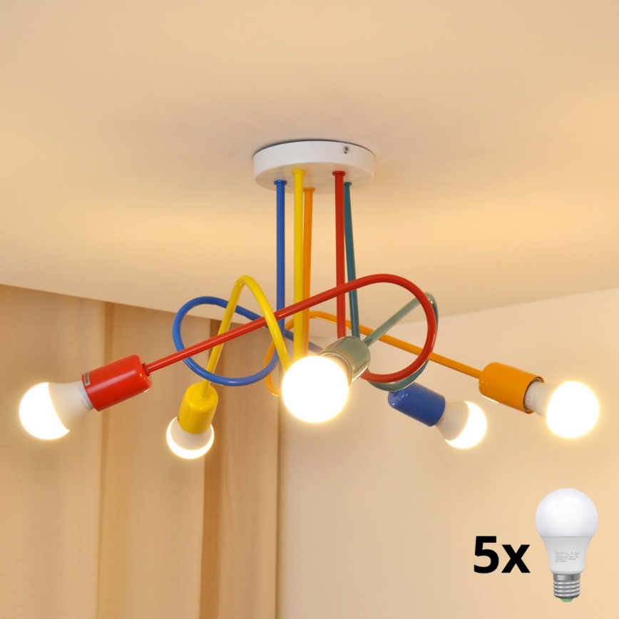 LED Dětský přisazený lustr OXFORD 5xE27/15W/230V