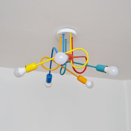 LED Dětský přisazený lustr OXFORD 5xE27/15W/230V