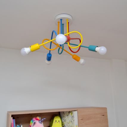 LED Dětský přisazený lustr OXFORD 5xE27/15W/230V