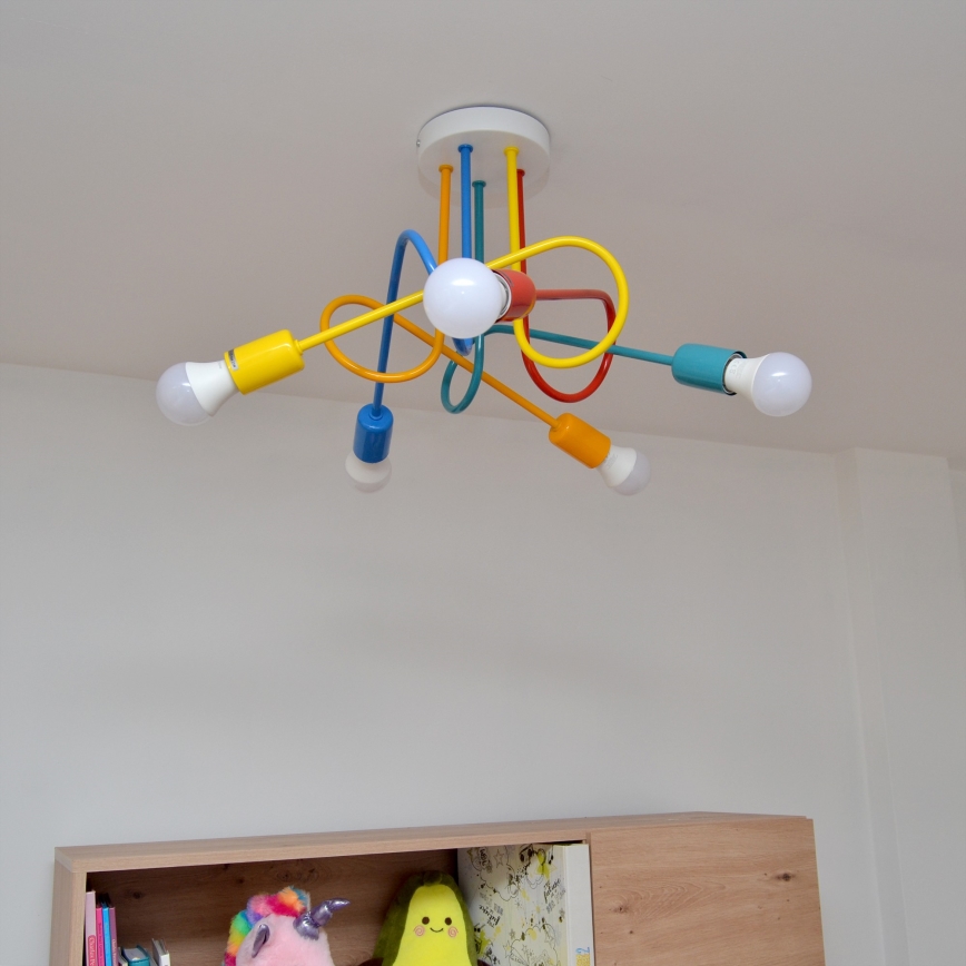 LED Dětský přisazený lustr OXFORD 5xE27/15W/230V