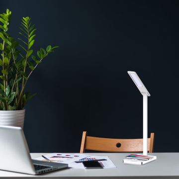 LED Dotyková stmívatelná stolní lampa s bezdrátovým nabíjením LED/7W/5V 3000-6500K USB bílá