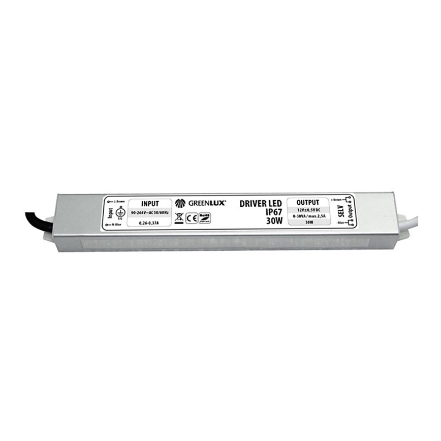 LED elektrický transformátor 30W/230V/12V DC