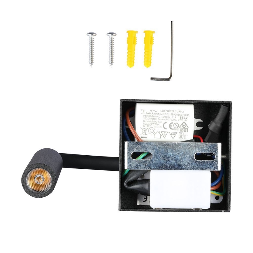 LED Flexibilní nástěnná lampa LED/3W/230V