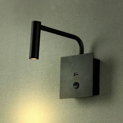 LED Flexibilní nástěnná lampa s USB portem LED/3W/230V